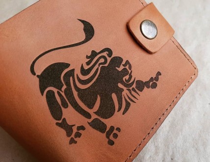 Світло-коричневий шкіряний гаманець із гравіюванням, гаманець із ініціалами, іме. . фото 3