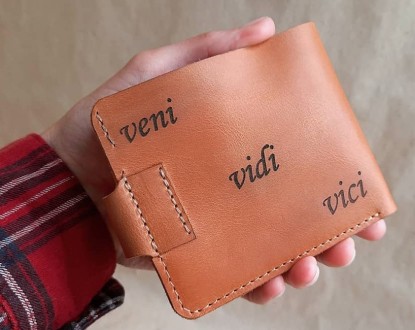 Світло-коричневий шкіряний гаманець із гравіюванням, гаманець із ініціалами, іме. . фото 8