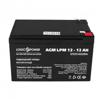 Аккумулятор LPM 12 - 12 AH изготовлен с применением технологии AGM (Absorptive G. . фото 3