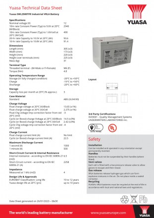 Аккумулятор Yuasa SWL2500TFR обладает повышенной мощностью, увеличенным сроком с. . фото 4