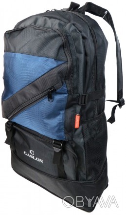 Рюкзак туристический с возможностью увеличения  Nobrand S9802 40л Черный с синим. . фото 1