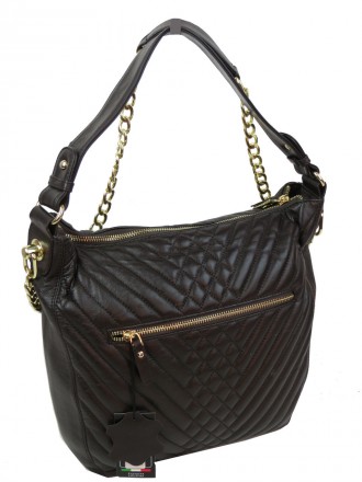 Женская кожаная сумка с ремешком цепочкой Giorgio Ferretti 90488-137 Коричневая
. . фото 6