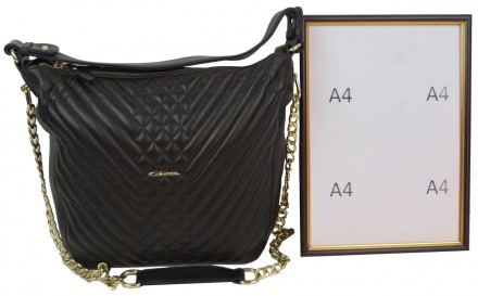 Женская кожаная сумка с ремешком цепочкой Giorgio Ferretti 90488-137 Коричневая
. . фото 9