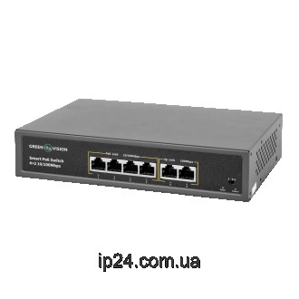 Комутатор мережевий POE GV-006-D-04+2P 4 порти 10/100 Мбіт/с POE Підтримка IEEE8. . фото 3