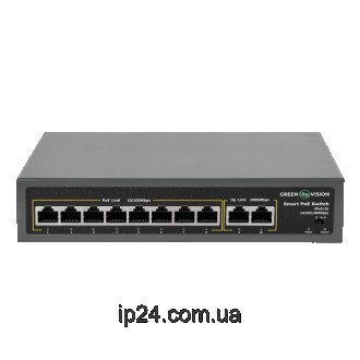 Комутатор мережевий POE GV-007-D-08+2P 8 портів 10/100 Мбіт/с POE Підтримка IEEE. . фото 3