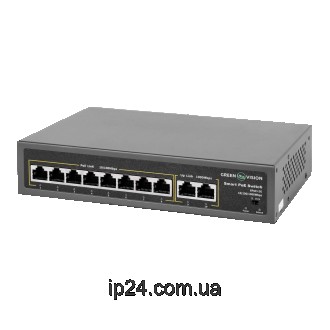 Комутатор мережевий POE GV-007-D-08+2P 8 портів 10/100 Мбіт/с POE Підтримка IEEE. . фото 2