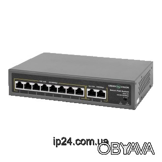 Комутатор мережевий POE GV-007-D-08+2P 8 портів 10/100 Мбіт/с POE Підтримка IEEE. . фото 1