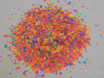 Камифубуки конфети ( пайетки ) для дизайна ногтей - мелкий неон - желто розовые . . фото 1