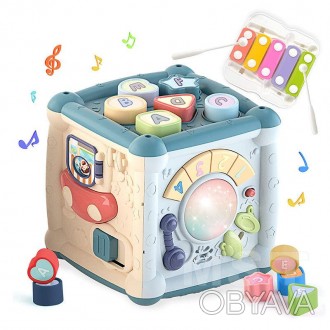 Развивающая игрушка "музыкальный куб" (сортер, ксилофон) ТМ Sobebear СИНИЙ арт. . . фото 1
