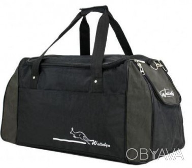 Прочная спортивная сумка 59 л Wallaby, Украина 447-5 цвет черный со вставками ха. . фото 1