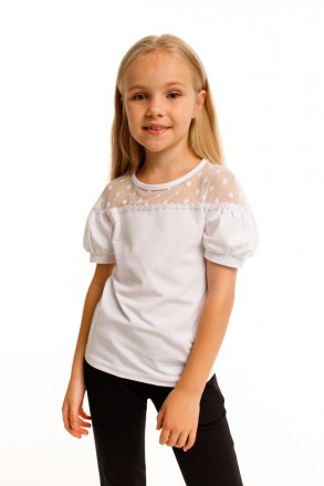 Футболка для девочек - G-22958S_white. Николаев. фото 1 Футболка для девочек - G-22958S_white. Николаев. фото 1
