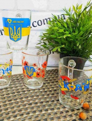 Стеклянная чашка с декором Украина 8143/1334
 Чашка "Украина" объемом 300 мл вып. . фото 3