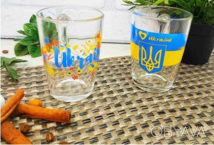 Стеклянная чашка с декором Украина 8143/1334
 Чашка "Украина" объемом 300 мл вып. . фото 1