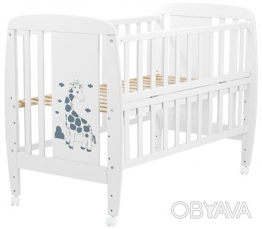Кроватка детская Babyroom Жирафик откидной бок, колеса DJO-01  бук белый