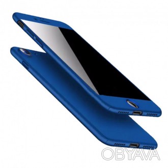 Противоударный чехол MakeF 360 + стекло 9Н на iPhone 7/8 Blue (HbP050430)