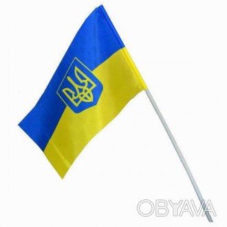 Маленький Прапорець України з Тризубом на паличці, розмір: 20х12 см
Телефон для . . фото 1