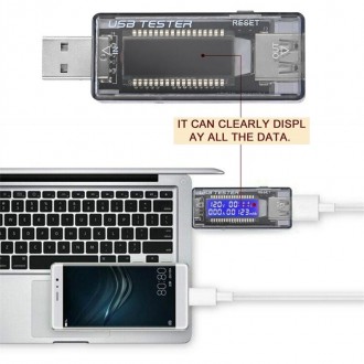 USB Тестер Keweisi KWS-V20 амперметр вольтметр вимірювач ємності акумулятора, юз. . фото 3