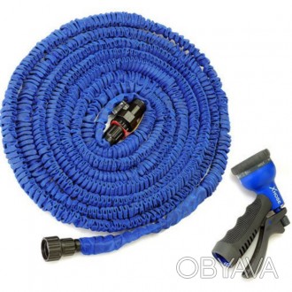 Садовый шланг для полива Magic Hose 15 м Синий саморастягивающийся X-HOSE + Расп