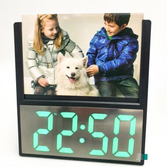  Настольные зеркальные LED часы с Фоторамкой DS-6608 - электронные часы с интере. . фото 2