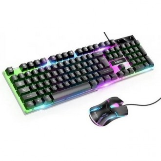 Набор игровой 2 в 1 клавиатура и мышка HOCO GM11 Terrific glowing RGB, черный 
Н. . фото 2