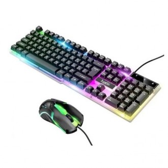 Набор игровой 2 в 1 клавиатура и мышка HOCO GM11 Terrific glowing RGB, черный 
Н. . фото 3