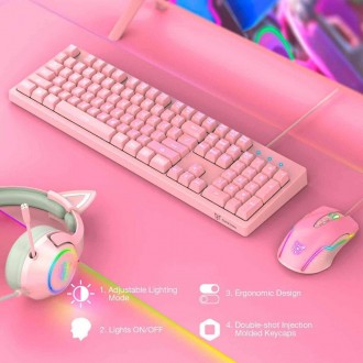 Игровая клавиатура и мышка ONIKUMA G25 CW905, Pink
Комплект ONIKUMA G25 CW905 со. . фото 5