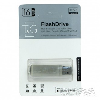USB OTG + Lightning + microUSB 8GB универсальная флешка, поддерживающая работу н. . фото 1