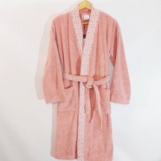 Махровый банный женский халат-кимоно, р М 48-50, молочный 100% Хлопок Турция
 Ши. . фото 2