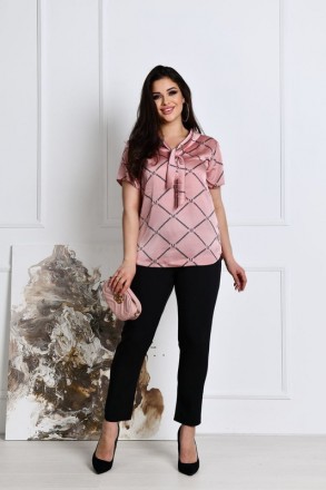 Размеры: 48-50, 52-54, 56-58
Ткань:
блузка - турецкий шелк, брюки - софт,
Длина:. . фото 3
