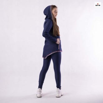 Спортивный костюм женский лосины и кофта с капюшоном молодежный однотонный джинс. . фото 4