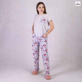 Женская летняя пижама футболка со штанами 46-54р.
Женская летняя пижама футболка. . фото 3