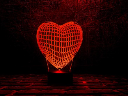 3D ночник "Сердце" (УВЕЛИЧЕННОЕ ИЗОБРАЖЕНИЕ) подарочная упаковка + 16 цветов + п. . фото 8