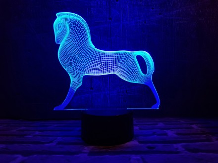 3D ночник "Серебряный конь" (УВЕЛИЧЕННОЕ ИЗОБРАЖЕНИЕ) подарочная упаковка + 16 ц. . фото 3