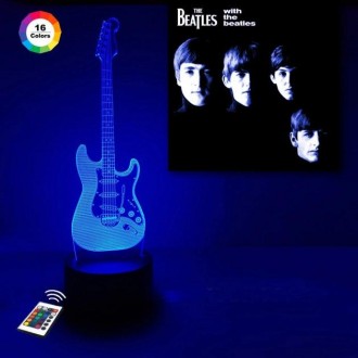 3D ночник "Гитара" (УВЕЛИЧЕННОЕ ИЗОБРАЖЕНИЕ) подарочная упаковка + 16 цветов + п. . фото 2