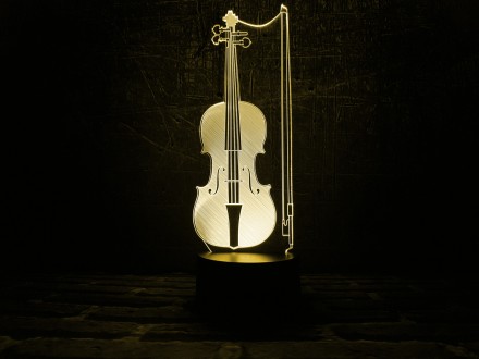3D ночник "Скрипка" (УВЕЛИЧЕННОЕ ИЗОБРАЖЕНИЕ) подарочная упаковка + 16 цветов + . . фото 2