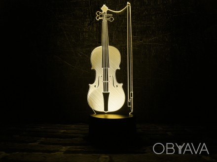 3D ночник "Скрипка" (УВЕЛИЧЕННОЕ ИЗОБРАЖЕНИЕ) подарочная упаковка + 16 цветов + . . фото 1