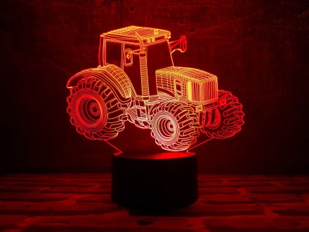 3D ночник "Трактор" (УВЕЛИЧЕННОЕ ИЗОБРАЖЕНИЕ) подарочная упаковка + 16 цветов + . . фото 4