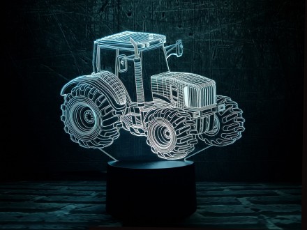 3D ночник "Трактор" (УВЕЛИЧЕННОЕ ИЗОБРАЖЕНИЕ) подарочная упаковка + 16 цветов + . . фото 5