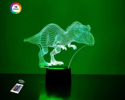 3D ночник "Тираннозавр" (УВЕЛИЧЕННОЕ ИЗОБРАЖЕНИЕ) подарочная упаковка + 16 цвето. . фото 2