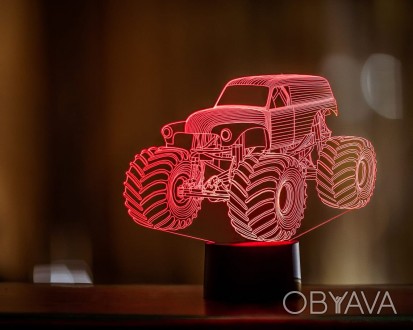 3D ночник "Автомобиль 38" (УВЕЛИЧЕННОЕ ИЗОБРАЖЕНИЕ) подарочная упаковка + 16 цве. . фото 1