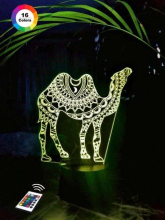 3D ночник "Верблюд" (УВЕЛИЧЕННОЕ ИЗОБРАЖЕНИЕ) подарочная упаковка + 16 цветов + . . фото 2