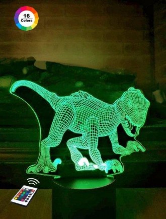 3D ночник "Монолофозавр" (УВЕЛИЧЕННОЕ ИЗОБРАЖЕНИЕ) подарочная упаковка + 16 цвет. . фото 2