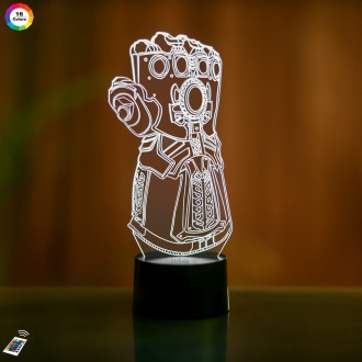 3D ночник "Перчатка Таноса" (УВЕЛИЧЕННОЕ ИЗОБРАЖЕНИЕ) подарочная упаковка + 16 ц. . фото 2