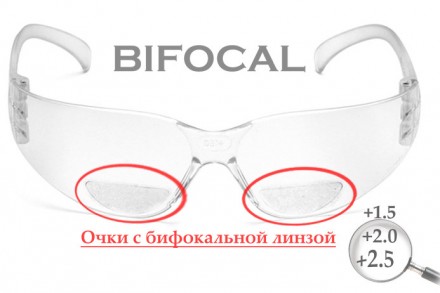 Защитные очки с бифокальной линзой . Возможные диоптрии +1.5; +2.0; +2.5;
 
Хара. . фото 4