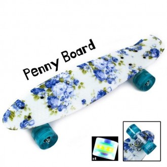 Пенни Борд Penny Board 22,5" Blue Rose Синяя роза (Светятся колеса)
Подходит: Дл. . фото 4
