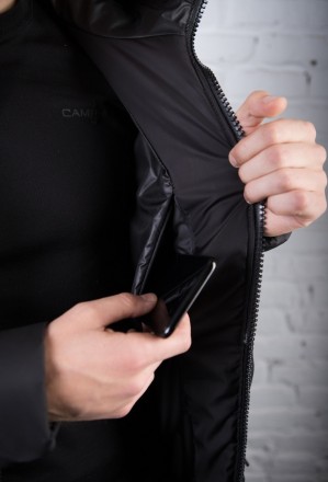 Чоловіча зимова чорна подовжена куртка пальто до коліна з плащової тканини
Верхн. . фото 5