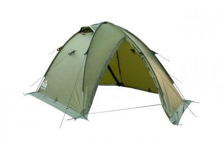  Трехместная экспедиционная палатка Tramp Rock 4 (V2) Зеленая c двумя входами и . . фото 4