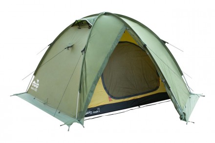  Трехместная экспедиционная палатка Tramp Rock 4 (V2) Зеленая c двумя входами и . . фото 2