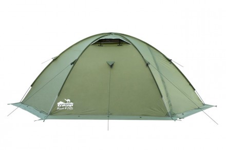  Трехместная экспедиционная палатка Tramp Rock 4 (V2) Зеленая c двумя входами и . . фото 8