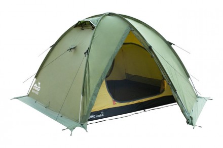 Трехместная экспедиционная палатка Tramp Rock 4 (V2) Зеленая c двумя входами и . . фото 7